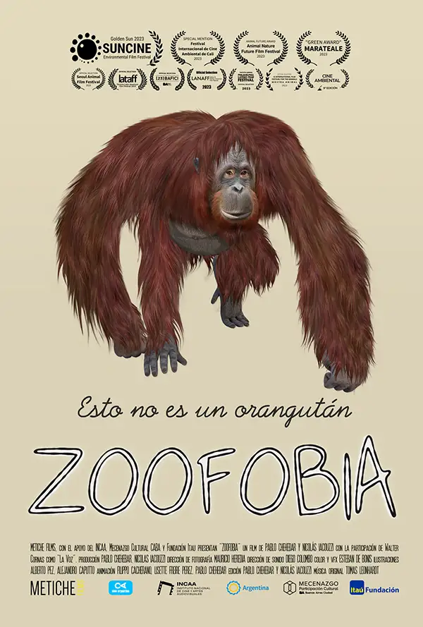 ZOOFOBIA: Poster de la pelicula ZOOFOBIA. version en español con laureles de festivales